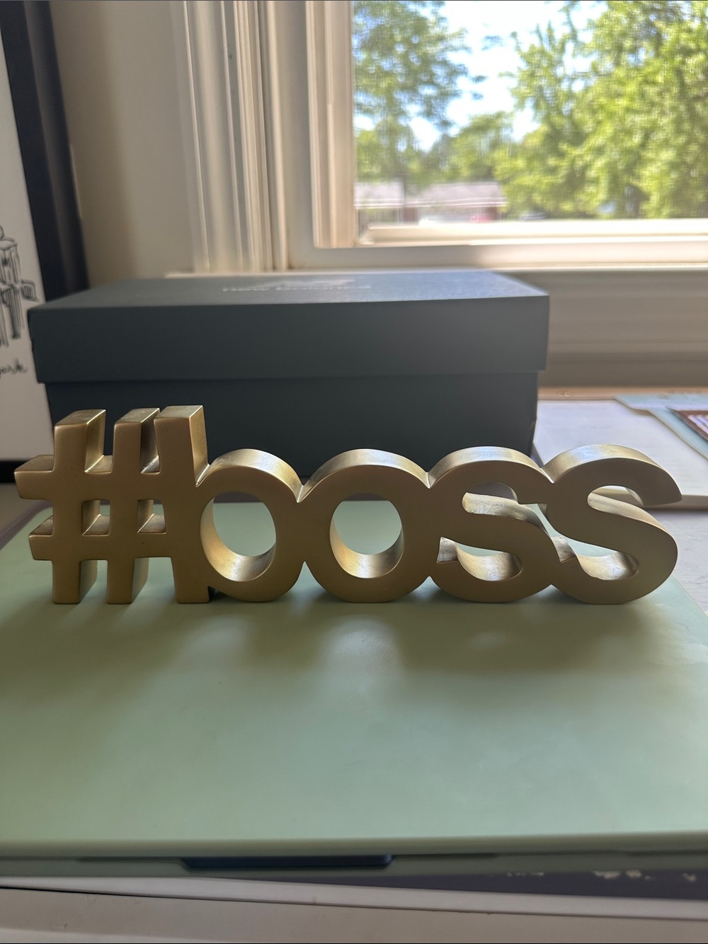 Gold "#Boss" Wall Decor Sign - Decorative Home Accent